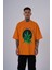 Erkek Herb Printed Baskılı Oversize Turuncu Tişört 1