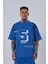 Erkek Number 5 Baskılı Oversize Açık Mavi Tişört 2