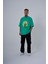 Erkek Herb Printed Baskılı Oversize Açık Yeşil Tişört 3