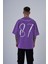 Erkek Herb Printed Baskılı Oversize Mor Tişört 1