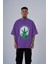 Erkek Herb Printed Baskılı Oversize Mor Tişört 2