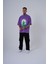 Erkek Herb Printed Baskılı Oversize Mor Tişört 3