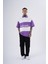 Erkek Be Yourself Polo Yaka Oversize Mor Tişört 4