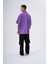 Erkek Be Yourself Polo Yaka Oversize Mor Tişört 5