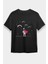 Kalp Tutan Astronot Siyah Unisex Tişört T-Shirt 1