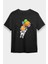Balonlu Şirin Astronot Siyah Unisex Tişört T-Shirt 1