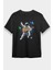 Gitar Çalan Astronot Siyah Unisex Tişört T-Shirt 1
