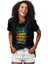 Renkli Vahşi Hayvan Deseni Siyah Unisex Tişört T-Shirt 2