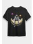 Ayda Oturan Astronot Siyah Unisex Tişört T-Shirt 1
