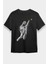 Tenis Oynayan Astronot Siyah Unisex Tişört T-Shirt 1