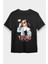 Sevimli Genç ve Vahşi Trend Siyah Unisex Tişört T-Shirt 1