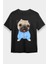 Mavi Giysili Şirin Pug Siyah Unisex Tişört T-Shirt 1