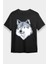 Mavi Gözlü Köpek Sibirya Kurdu Husky Haski Siyah Unisex Tişört T-Shirt 1