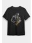 Saksafon Çalan Kurukafa Siyah Unisex Tişört T-Shirt 1