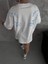 Unisex Bisiklet Yaka Baskılı Oversize T-Shirt - Beyaz 3