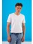 Erkek Nick Beyaz V Yaka Slim Fit Basic Tişört 2