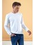 Erkek Rich Beyaz Bisiklet Yaka Regular Fit 3 Iplik Sweatshirt 3