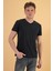 Erkek Nick Siyah V Yaka Slim Fit Basic Tişört 1
