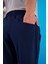 Erkek Alfred Navy Beli Lastikli Slim Straight Gofre Pantolon 3
