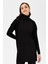 Balıkçı Yaka Kolları Fitilli Triko Tunik-SİYAH 4