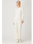 Beli Lastikli Triko Pantolon - Ekru 1