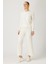 Beli Lastikli Triko Pantolon - Ekru 3