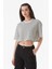 Çizgili Bisiklet Yaka Oversize Crop T-Shirt 1