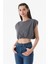 Basic Bisiklet Yaka Beli Lastikli Crop T-Shirt 2