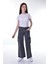 Çocuk Kargo Cep Yüksek Bel Wide Leg Kot PANTOLON-PNT-0038 5