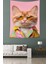 Gözlüklü Kedi Leke Tutmaz Kumaş Duvar Örtüsü Duvar Halısı Tapestry 2