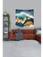 Mavi Dağın Ardındaki Güneş Leke Tutmaz Kadife Kumaş Duvar Örtüsü Duvar Halısı Tapestry 1