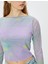 Batik Desenli Crop Tişört Uzun Kollu Bisiklet Yaka 5