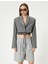 Crop Blazer Ceket Bel Detaylı Bağlamalı Kruvaze Ters Yaka 3