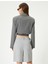 Crop Blazer Ceket Bel Detaylı Bağlamalı Kruvaze Ters Yaka 4