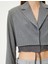 Crop Blazer Ceket Bel Detaylı Bağlamalı Kruvaze Ters Yaka 5