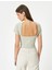 Sırt Dekolteli Tişört Crop Kısa Kollu Fitilli Slim Fit 4
