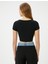 Kalp Yaka Crop Tişört Ribanalı Kısa Kollu Slim Fit 4