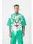 Erkek Runaway Cat Baskılı Oversize Açık Yeşil Tişört 1
