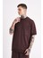 Erkek Mchnst Design Basic Oversize Kahverengi Tişört 1