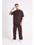 Erkek Mchnst Design Basic Oversize Kahverengi Tişört 3
