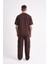 Erkek Mchnst Design Basic Oversize Kahverengi Tişört 4