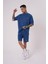 Erkek Luxury Yıkamalı Basic Relaxed Indigo Spotted Tişört 3