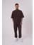 Erkek Luxury Yıkamalı Basic Oversize Kahverengi Cloudy Tişört 3