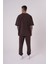 Erkek Luxury Yıkamalı Basic Oversize Kahverengi Cloudy Tişört 4