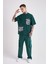 Erkek Dama Patch Oversize Petrol Yeşili Tişört 3