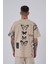 Erkek Number 5 Baskılı Oversize Açık Bej Tişört 4