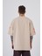 Erkek 87 Sea Shells Baskılı Oversize Açık Bej Kahverengi Tişört 2