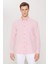 Erkek Pembe Slim Fit Dar Kesim Gofre Desenli Düğmeli Yaka Oxford Gömlek 1
