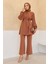 Kolları Piliseli Pantolon Tunik Takım - Camel 1