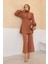 Kolları Piliseli Pantolon Tunik Takım - Camel 3